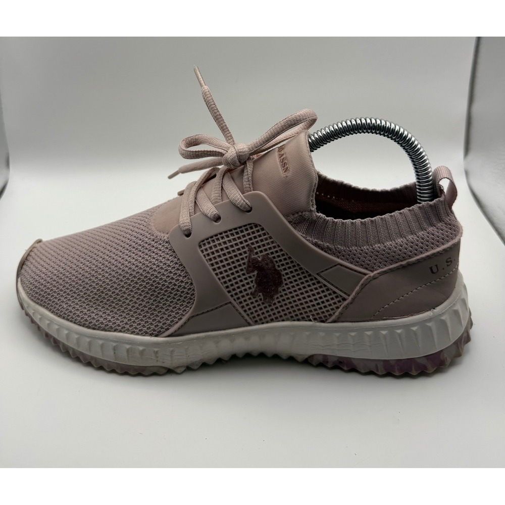 U.S. Polo Assn Sneaker Womens 7.5 Pink Good NW9173 Knit Mesh Lace Up
